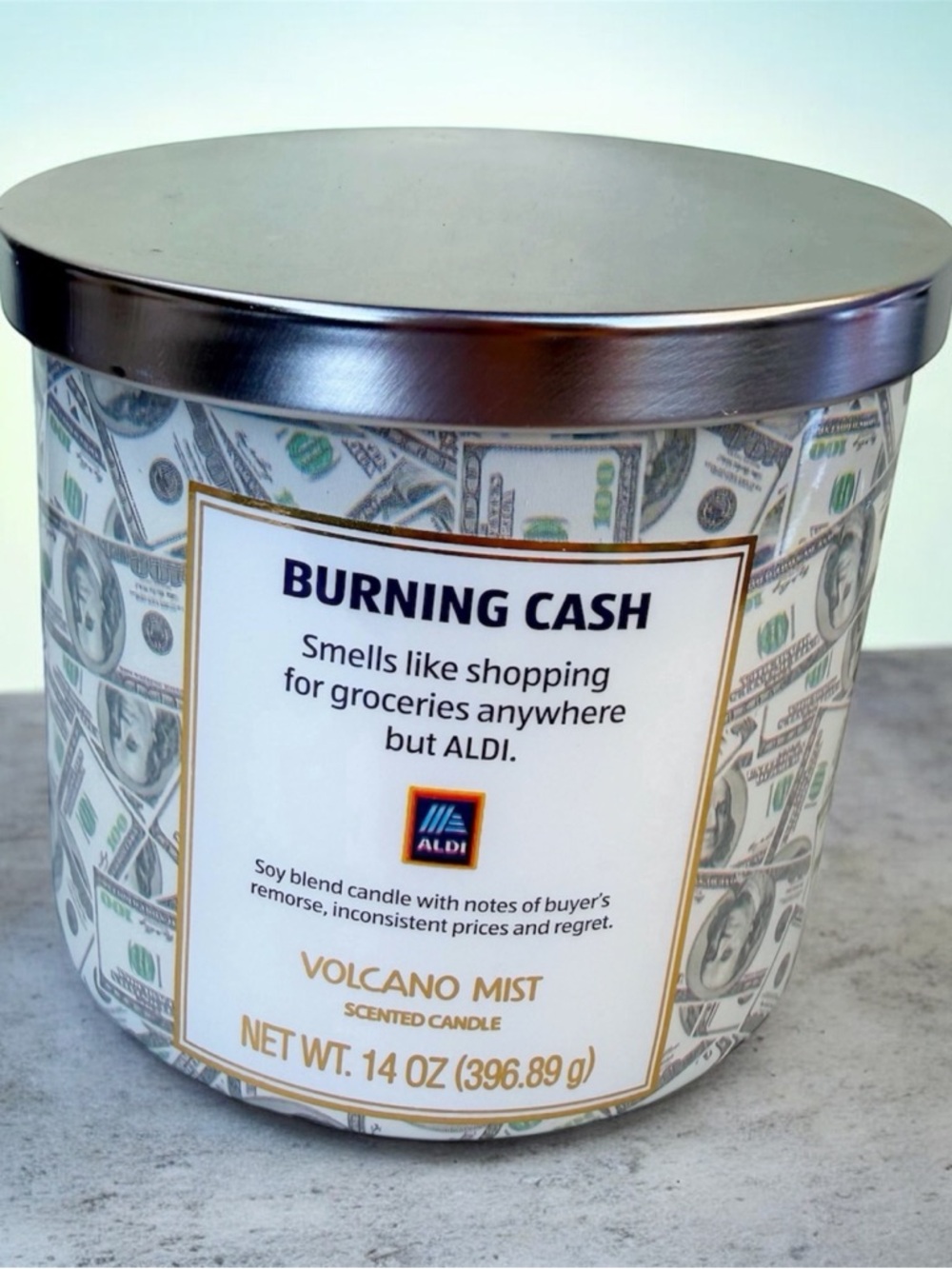 ALDI "Burning Cash" Volcano Mist Scented Candle